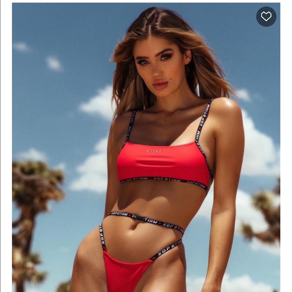 White fox soaked bikini top red